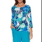 Alfred Dunner Tropical Vibe Short Sleeve Crew Neck T-shirt