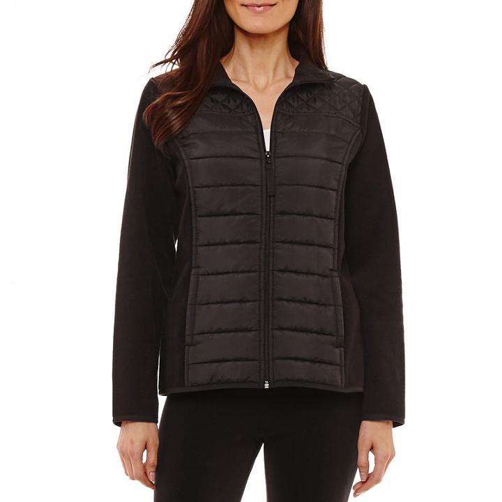 St. John's Bay Active Mixed Quilted Fleece Jacket - Tall