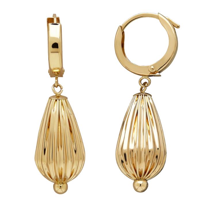 Limited Quantities! 14k Yellow Gold Polished Corrugated Teardrop Earrings