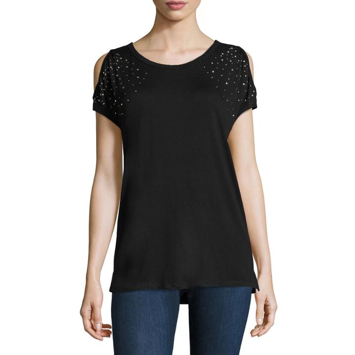 Bold Elements Cold Shoulder Heat Stud Top