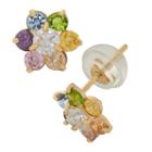 Multi Color Cubic Zirconia 7.5mm Flower Stud Earrings