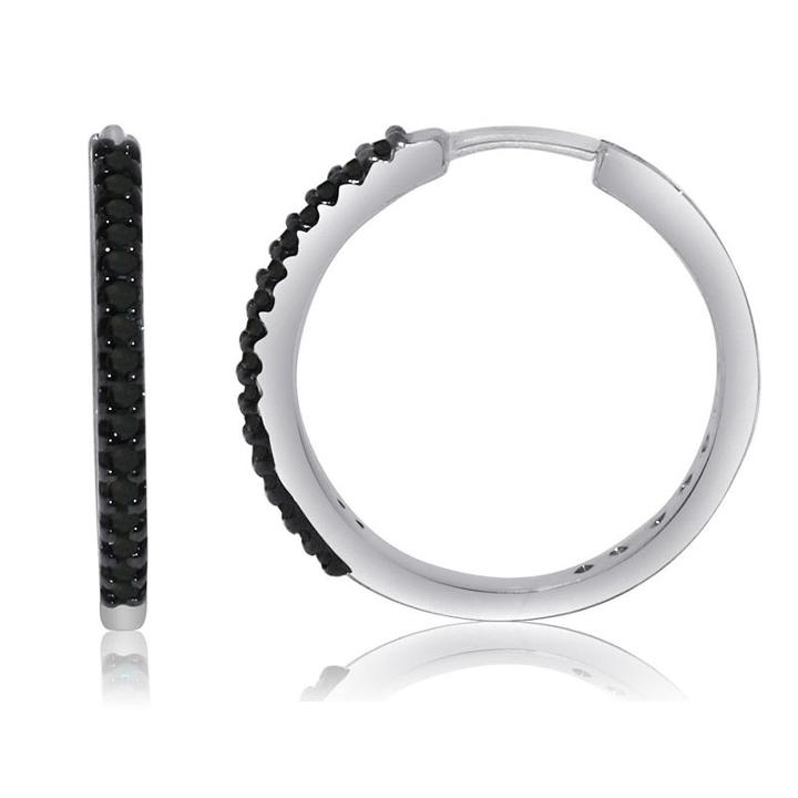 1/4 Ct. T.w. Black Diamond Hoop Earrings