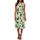 Black Label By Evan-picone Sleeveless Floral A-line Dress