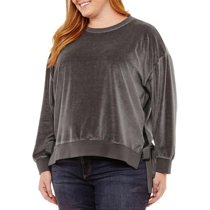 A.n.a Long Sleeve Velvet Sweatshirt-plus
