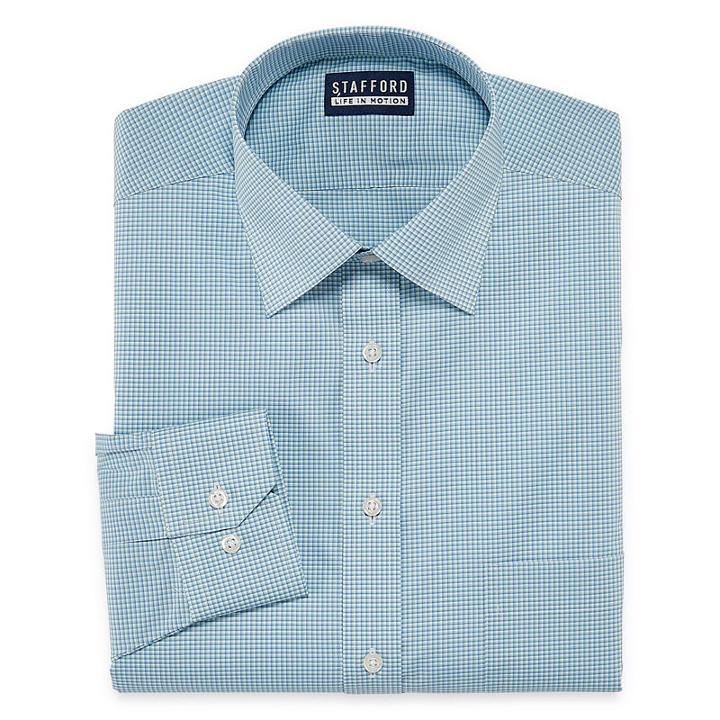 Stafford All Season Coolmax Long Sleeve Woven Stripe Dress Shirt