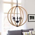 Fedelmid Black Natural Wood 24-inch Round Pendantlamp
