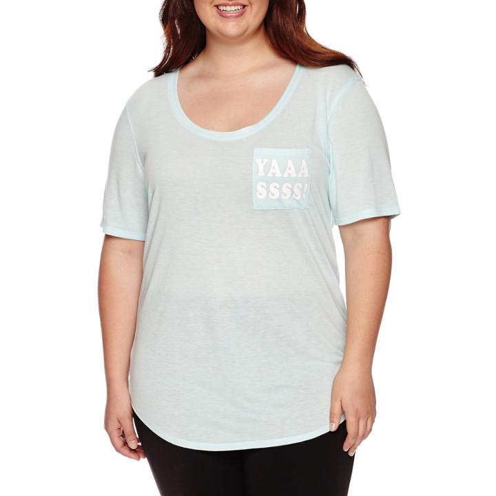 Short-sleeve Tunic Pocket Tee- Juniors Plus