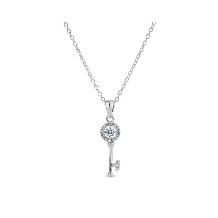 Diamonart Womens 1/2 Ct. T.w. White Cubic Zirconia Sterling Silver Pendant Necklace