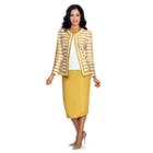 Giovanna Collection Women's Size Non-collar Stripe 3-piece Skirt Suit