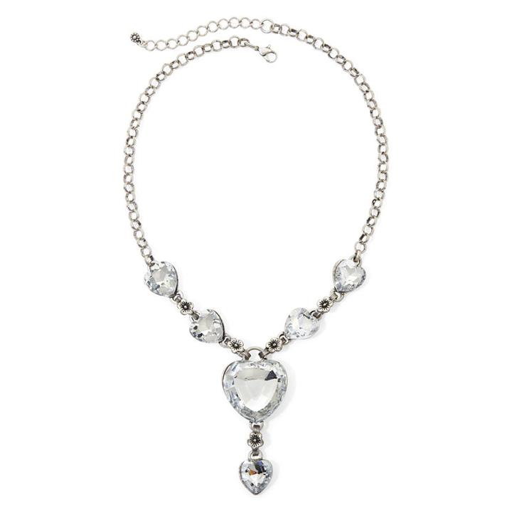 Aris By Treska Heart Crystal Drop Necklace