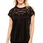 Nicole By Nicole Miller Short-sleeve Cold-shoulder Burnout Top