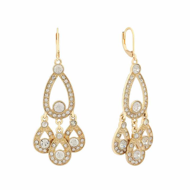 Monet Jewelry White Pear Chandelier Earrings