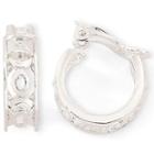Liz Claiborne Carved Silver-tone Clip-on Hoop Earrings