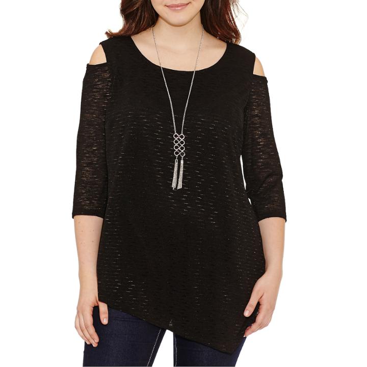 Alyx 3/4 Sleeve Scoop Neck Knit Blouse-plus