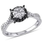 Womens 1/2 Ct. T.w. Color Enhanced Round Black Diamond 10k Gold Engagement Ring