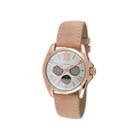 Peugeot Women's Rose Tone Multi-function Pink Suede Strap Watch