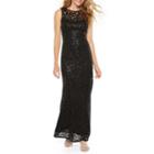 Blu Sage Sleeveless Sequin Lace Evening Gown
