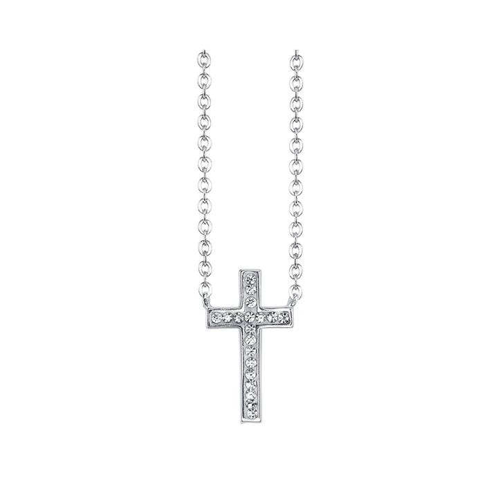 Crystal Sophistication&trade; Silver-plated Crystal-accent Cross Pendant Necklace