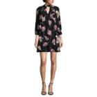 City Triangle Long Sleeve Floral Shift Dress-juniors