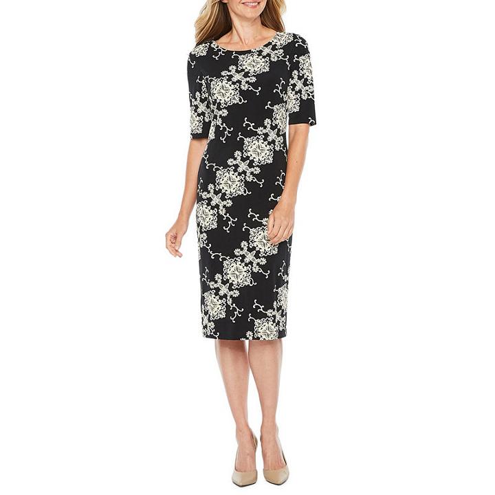 Ronni Nicole Elbow Sleeve Medallion Puff Print Sheath Dress