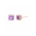 Princess Purple Amethyst Sterling Silver Gold Over Silver Stud Earrings