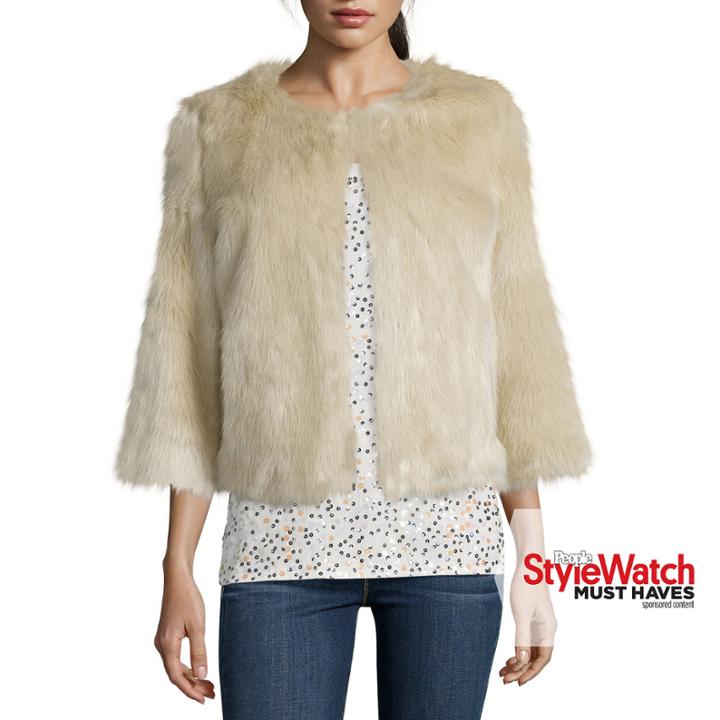 Stylus&trade; 3/4-sleeve Faux-fur Jacket