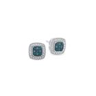 Round Blue Diamond Accent Sterling Silver Stud Earrings