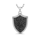 Mens 1/2 Ct. T.w. Color-enhanced Black Diamond Stainless Steel Shield Pendant Necklace