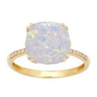 Womens Diamond Accent Lab Created White Opal 10k Gold Cocktail Ring