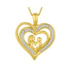 Forevermine 1/10 Ct. T.w. Diamond 14k Yellow Gold Over Silver Heart Pendant