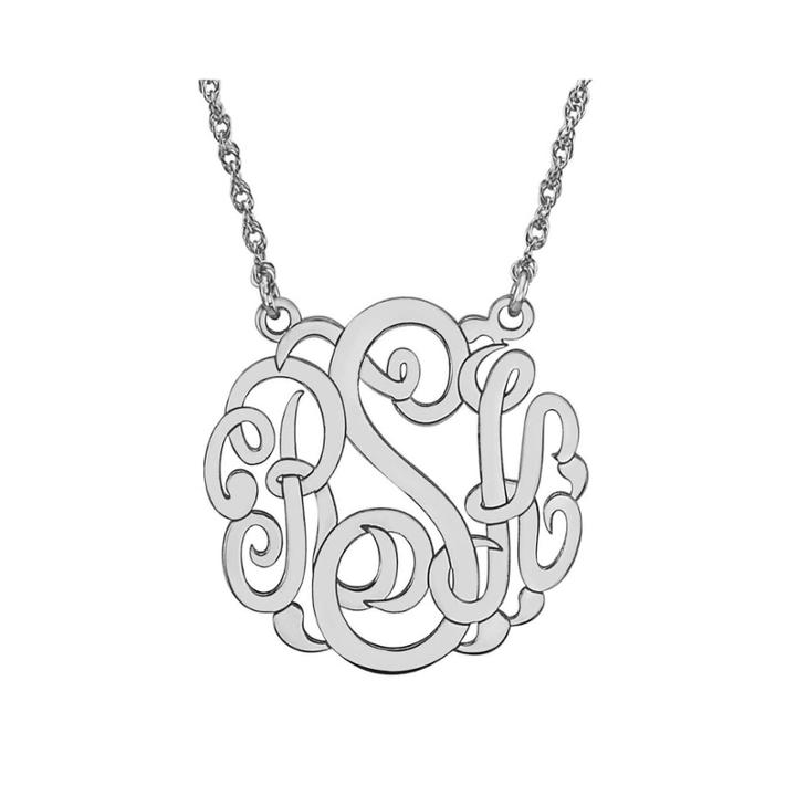 Personalized Sterling Silver 25mm Monogram Necklace