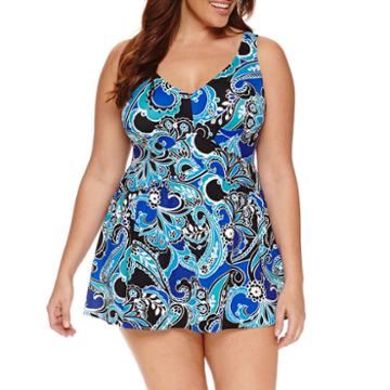 Le Cove Paisley Swim Dress - Plus