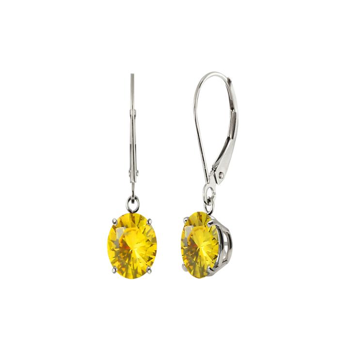 Round Lab-created Yellow Sapphire 10k White Gold Earrings