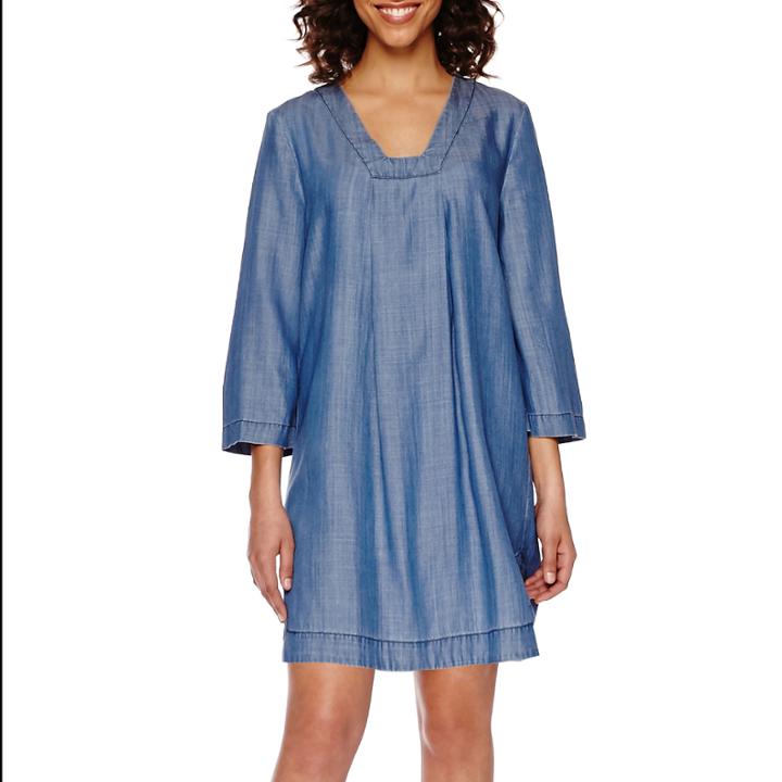 Stylus&trade; 3/4-sleeve Chambray Dress