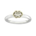 Personally Stackable Oval Genuine White Moonstone Two-tone Ring