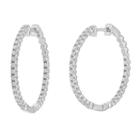 1 Ct. T.w. Genuine White Diamond 14k White Gold Hoop Earrings