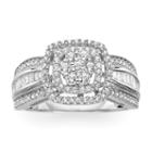 3/4 Ct. T.w. Diamond 10k White Gold Cluster Milgrain Ring