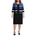 Studio 1 3/4 Sleeve Stripe Jacket Dress - Plus