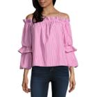By & By Long Sleeve Square Neck Poplin Blouse-juniors