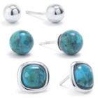 3 Pair Green Turquoise Earring Sets
