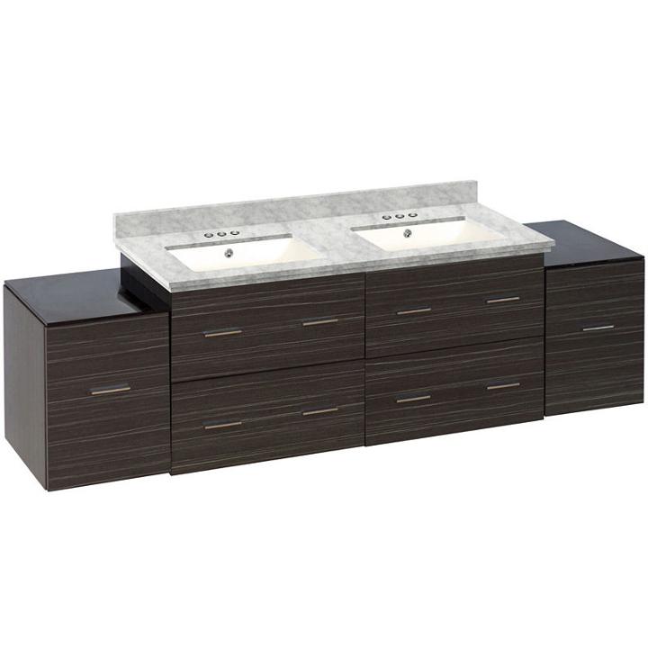 76-in. W Wall Mount Dawn Grey Vanity Set For 3h4-in. Drilling Bianca Carara Top Biscuit Um Sink