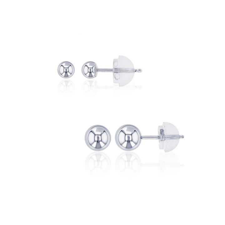 2 Pair 14k White Gold Earring Sets