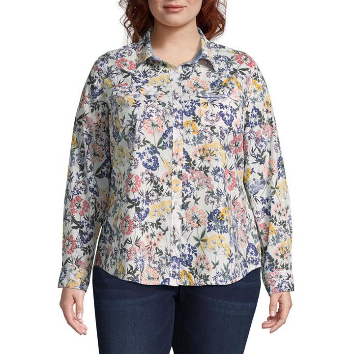 St. John's Bay Long Sleeve Button Up Classic Shirt - Plus