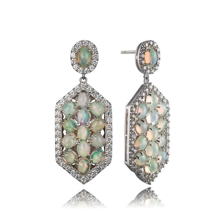 Genuine White Opal Drop Earrings