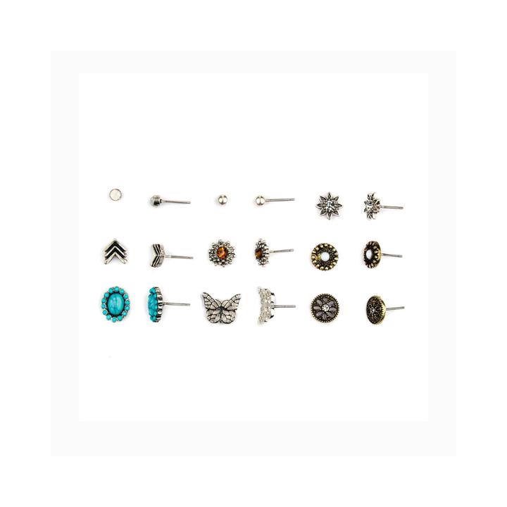 Arizona 9-pr. Flower Stone Butterfly Earring Set