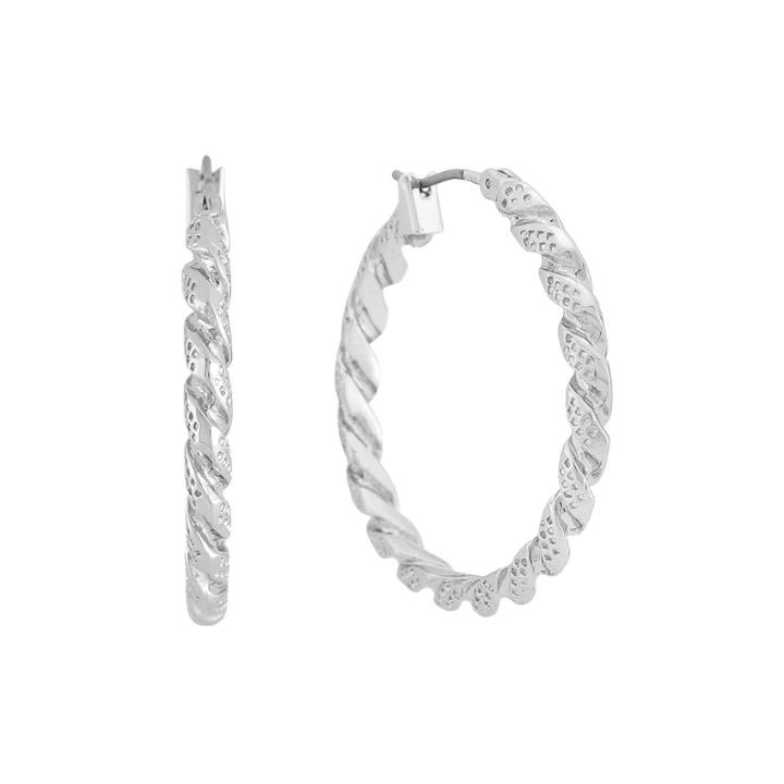Monet Silver-tone Twist Hoop Earrings