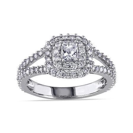1 Ct. T.w. Princess-cut Center Diamond 14k White Gold Double-frame Ring