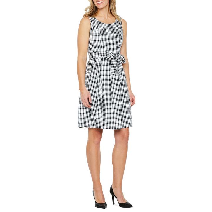 Black Label By Evan-picone Sleeveless Gingham Fit & Flare Dress