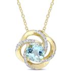 Womens Genuine Blue Topaz 18k Gold Over Silver Pendant Necklace