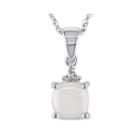 Genuine Opal And Diamond-accent 10k White Gold Pendant Necklace